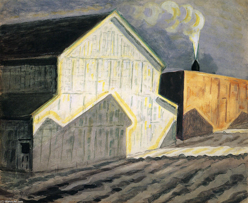 Wikioo.org - The Encyclopedia of Fine Arts - Painting, Artwork by Charles Ephraim Burchfield - Noon Whistle In January