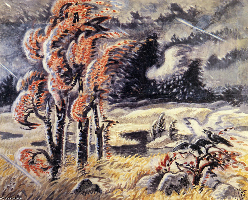 WikiOO.org - Encyclopedia of Fine Arts - Lukisan, Artwork Charles Ephraim Burchfield - North Wind In March