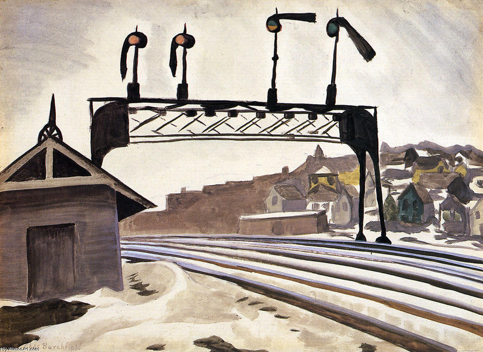 WikiOO.org - Encyclopedia of Fine Arts - Maleri, Artwork Charles Ephraim Burchfield - Railroad Gantry