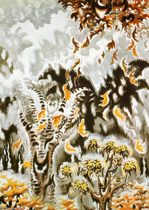 Wikioo.org – La Enciclopedia de las Bellas Artes - Pintura, Obras de arte de Charles Ephraim Burchfield - Copos de nieve en octubre