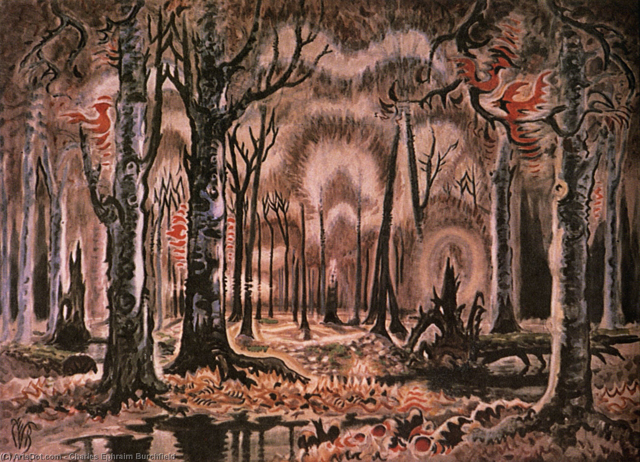 Wikioo.org - The Encyclopedia of Fine Arts - Painting, Artwork by Charles Ephraim Burchfield - Song Of The Redbird