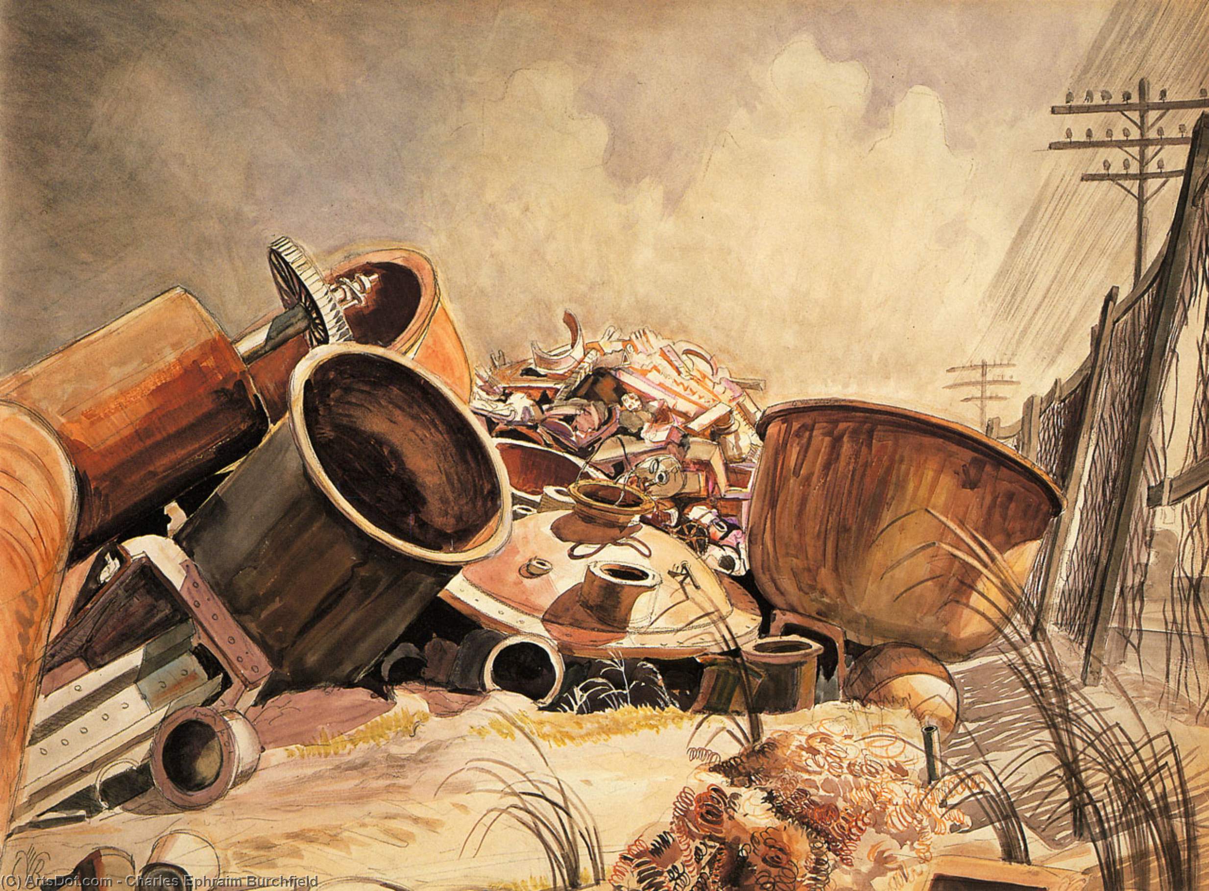 Wikioo.org - The Encyclopedia of Fine Arts - Painting, Artwork by Charles Ephraim Burchfield - Still Life, Scrap Iron