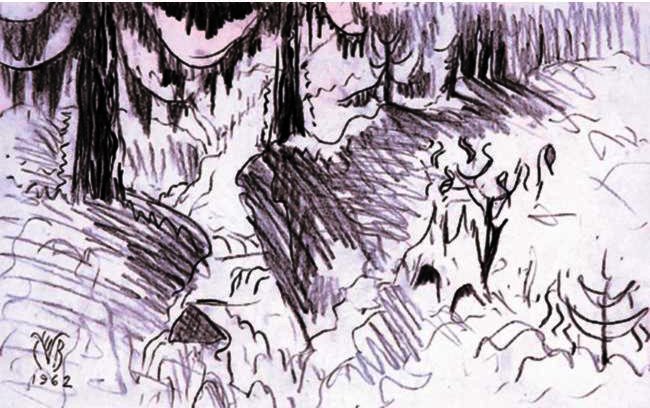 Wikioo.org - The Encyclopedia of Fine Arts - Painting, Artwork by Charles Ephraim Burchfield - Study For `two Ravines'