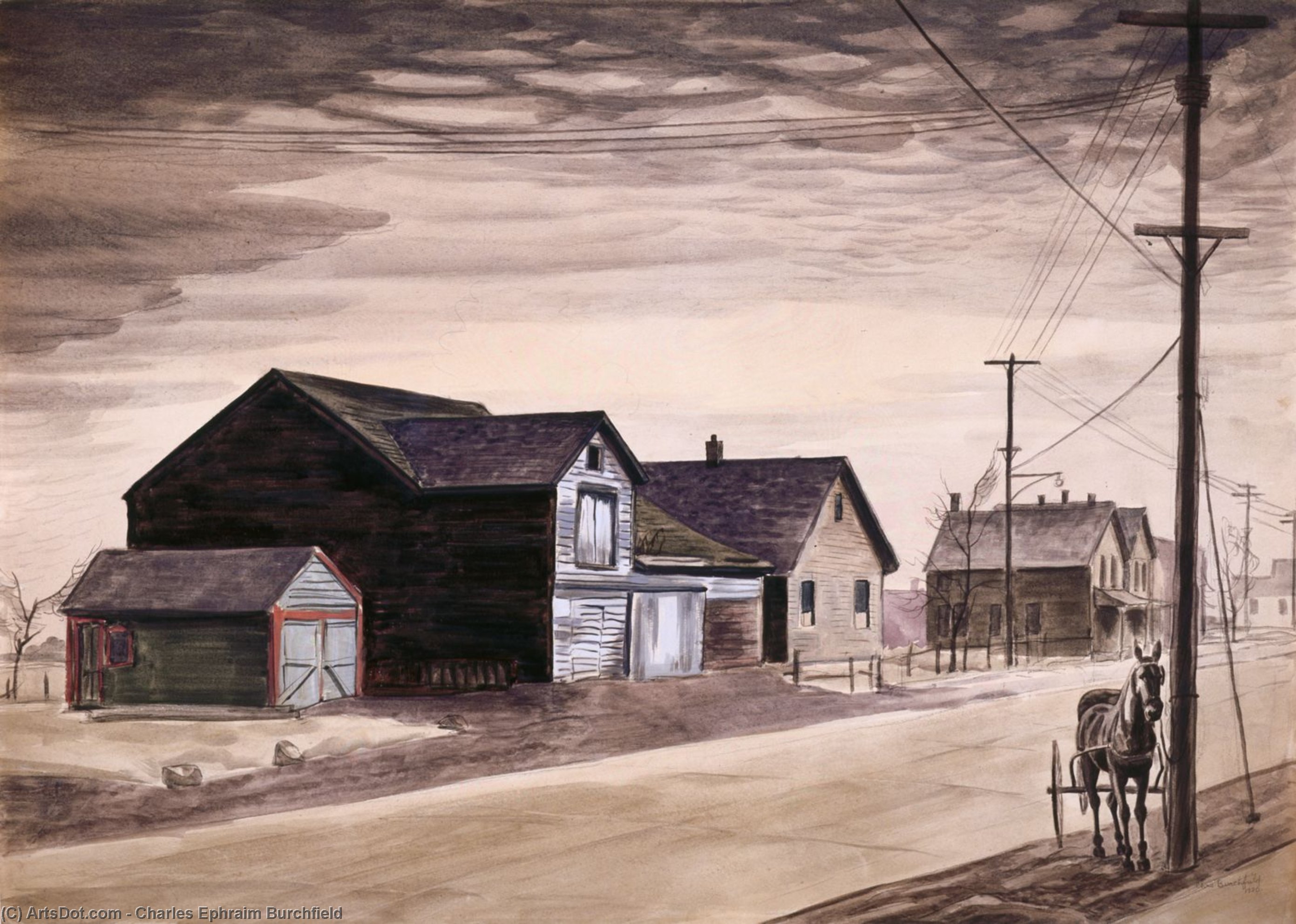 WikiOO.org - Енциклопедия за изящни изкуства - Живопис, Произведения на изкуството Charles Ephraim Burchfield - The Black Barn