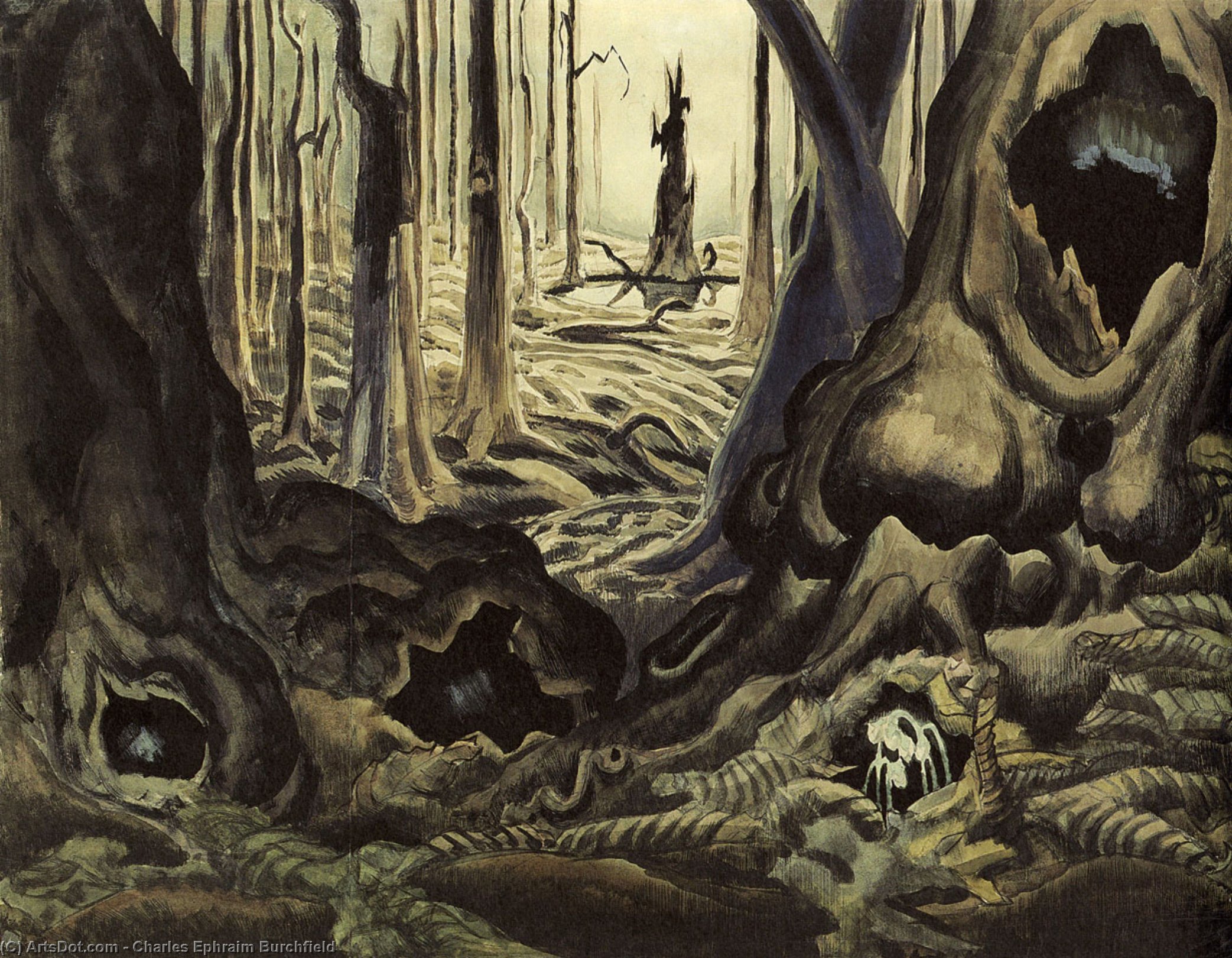 Wikioo.org - The Encyclopedia of Fine Arts - Painting, Artwork by Charles Ephraim Burchfield - The First Hepaticas