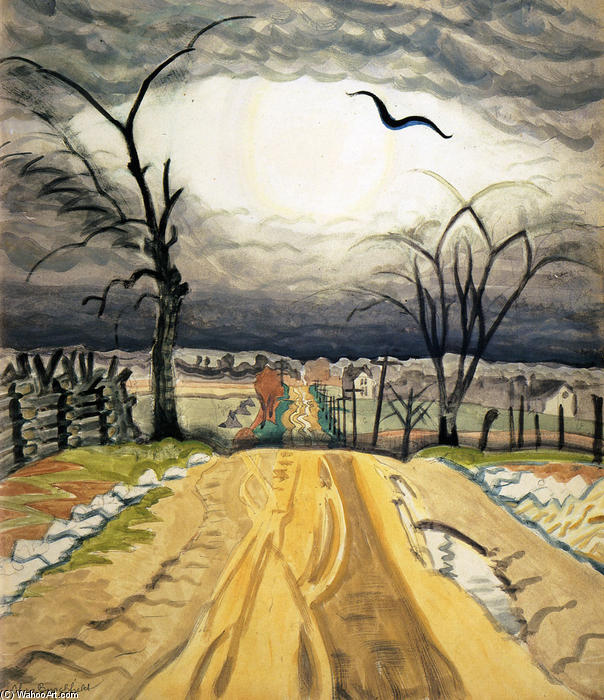 Wikioo.org - The Encyclopedia of Fine Arts - Painting, Artwork by Charles Ephraim Burchfield - The Mysterious Bird