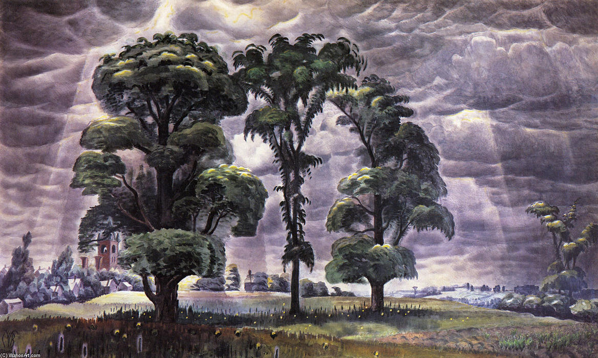 Wikioo.org - The Encyclopedia of Fine Arts - Painting, Artwork by Charles Ephraim Burchfield - The Three Trees