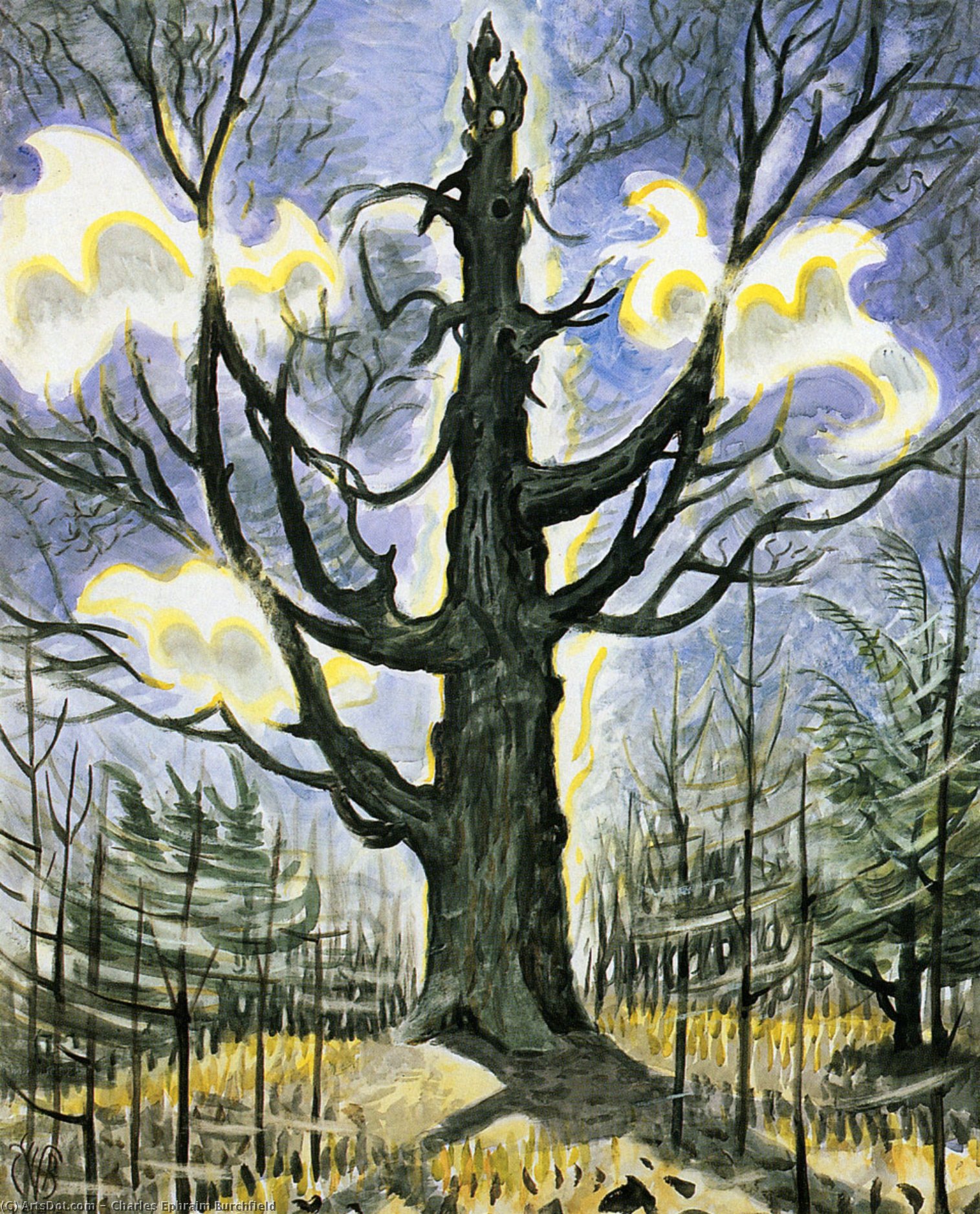 WikiOO.org - Encyclopedia of Fine Arts - Maľba, Artwork Charles Ephraim Burchfield - Tree
