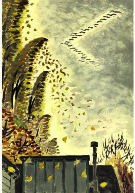 Wikioo.org - The Encyclopedia of Fine Arts - Painting, Artwork by Charles Ephraim Burchfield - Wild Geese And Poplars