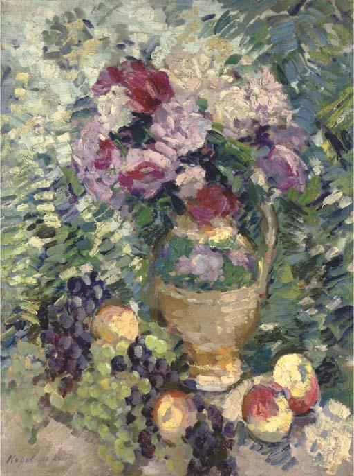 WikiOO.org - Güzel Sanatlar Ansiklopedisi - Resim, Resimler Konstantin Alekseyevich Korovin - A basket of flowers