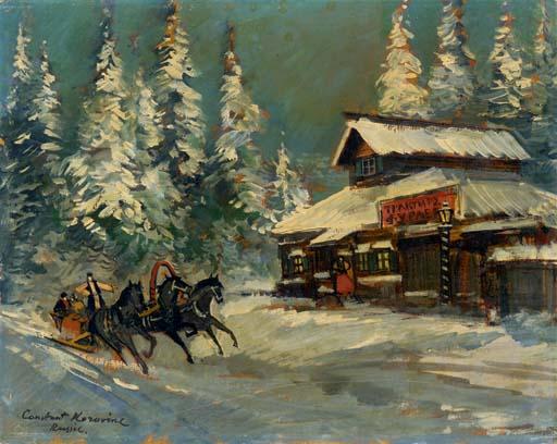 WikiOO.org - Encyclopedia of Fine Arts - Maalaus, taideteos Konstantin Alekseyevich Korovin - At the Tavern