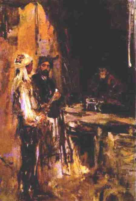 Wikioo.org - The Encyclopedia of Fine Arts - Painting, Artwork by Konstantin Alekseyevich Korovin - Buying a Dagger