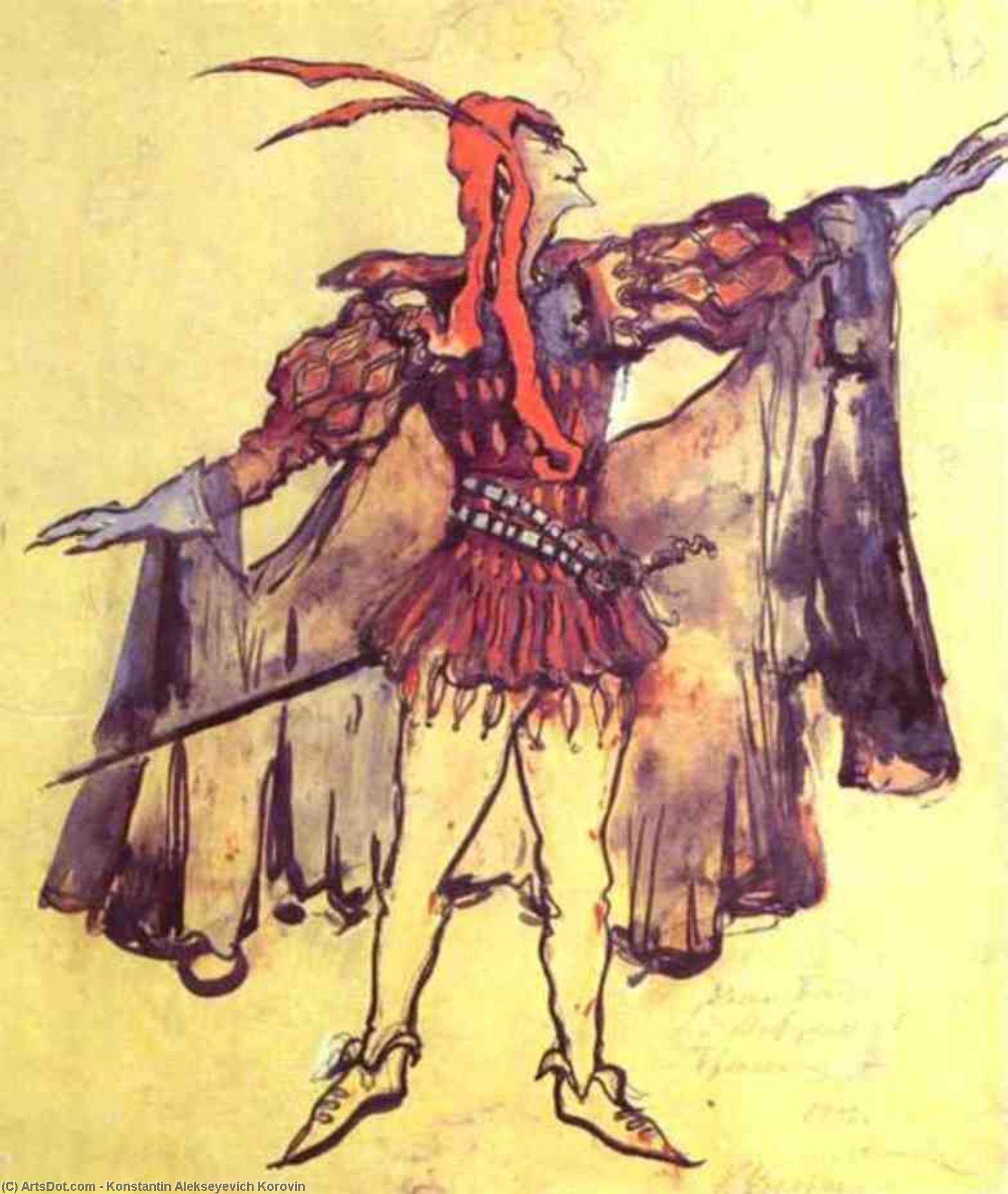 Wikioo.org - สารานุกรมวิจิตรศิลป์ - จิตรกรรม Konstantin Alekseyevich Korovin - Costume design for Arrigo Boito's opera Faust