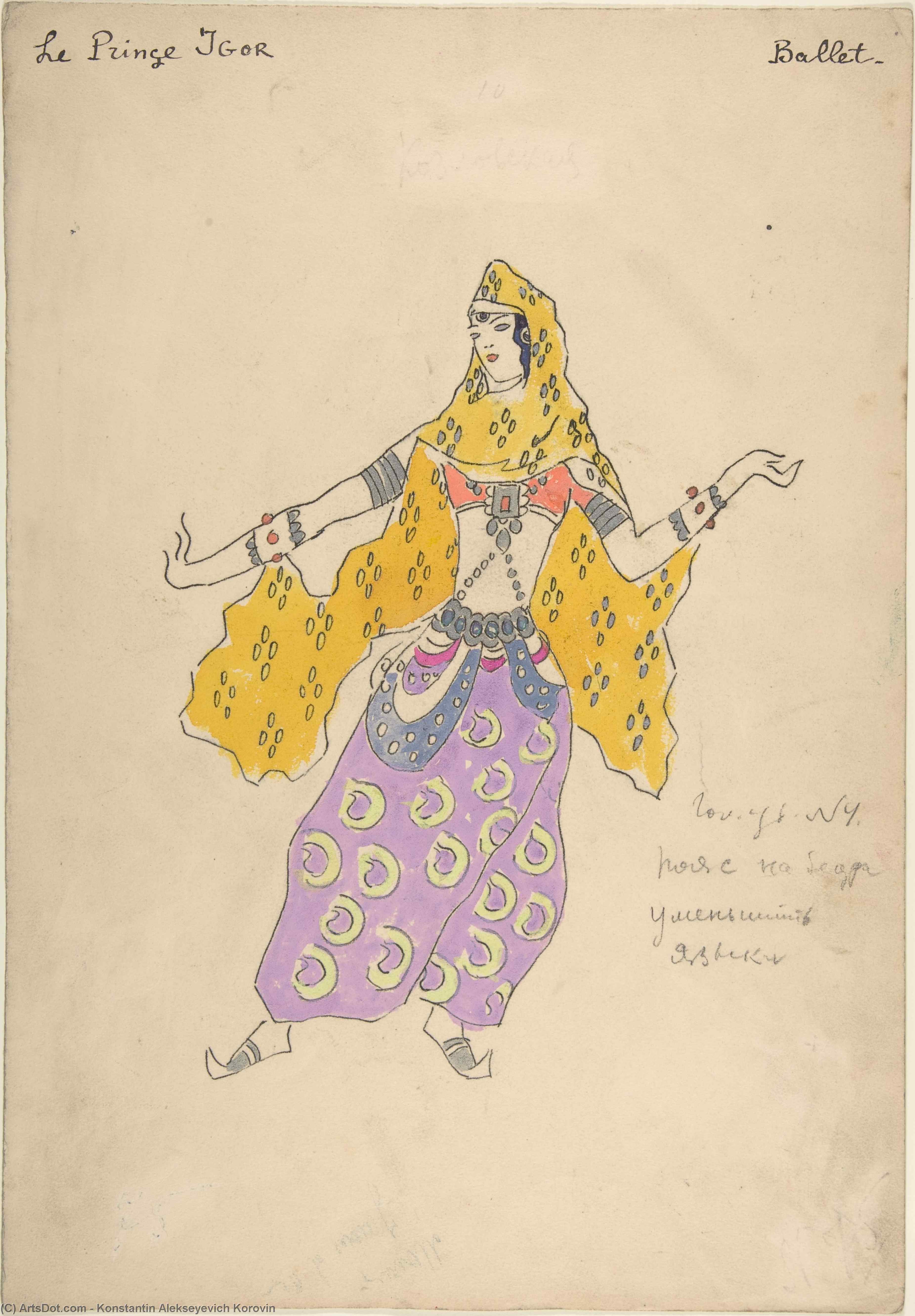 Wikioo.org - The Encyclopedia of Fine Arts - Painting, Artwork by Konstantin Alekseyevich Korovin - Costume design for Polovtsian girl in ''Prince Igor''