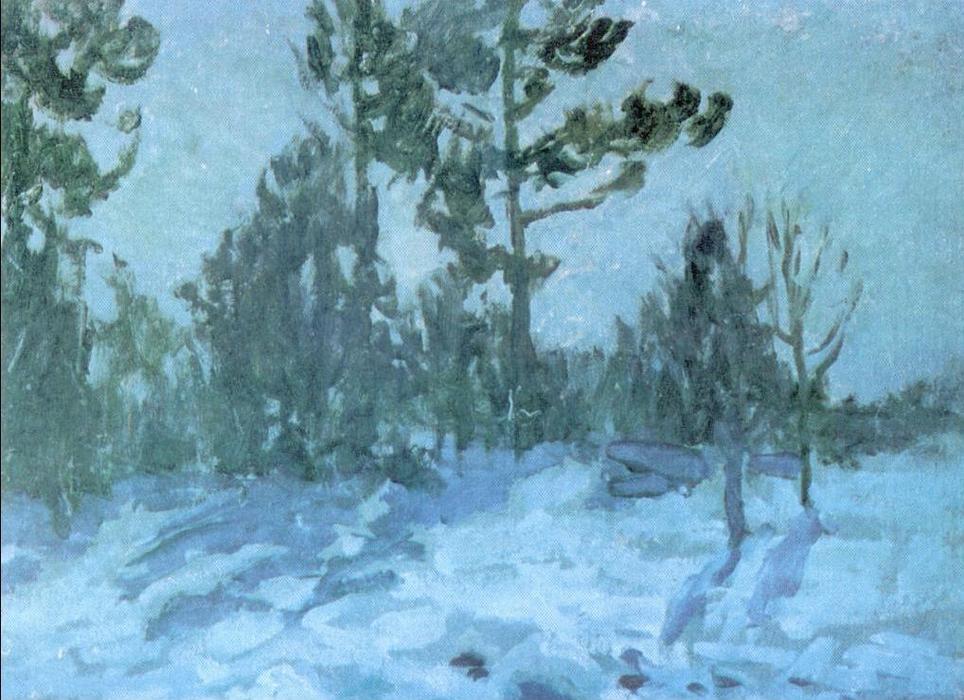 Wikioo.org - The Encyclopedia of Fine Arts - Painting, Artwork by Konstantin Alekseyevich Korovin - Moonlit Night. Winter