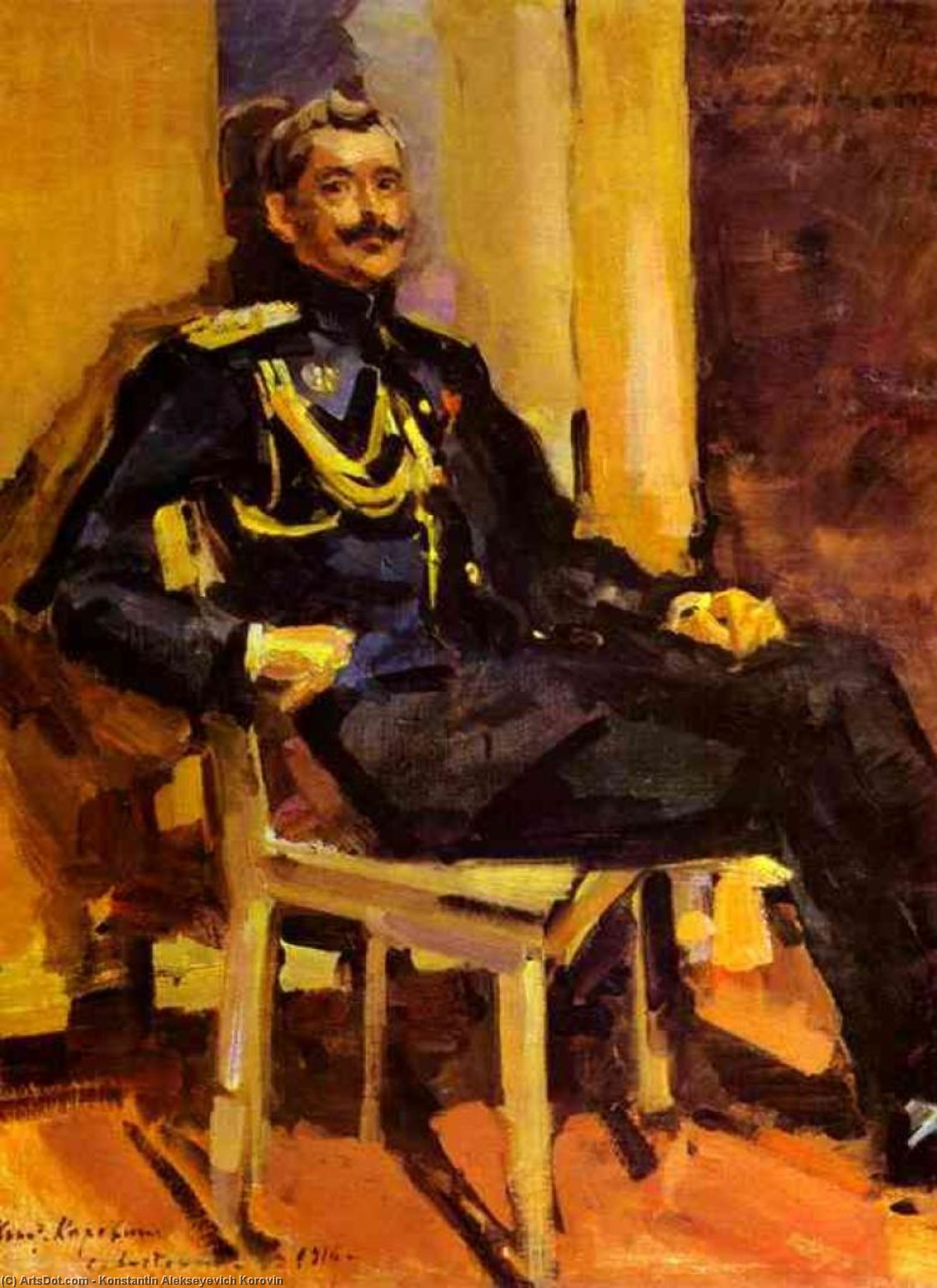 Wikioo.org - Die Enzyklopädie bildender Kunst - Malerei, Kunstwerk von Konstantin Alekseyevich Korovin - Portrait eines Offiziers