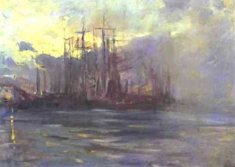 Wikioo.org - สารานุกรมวิจิตรศิลป์ - จิตรกรรม Konstantin Alekseyevich Korovin - The Port in Marseilles