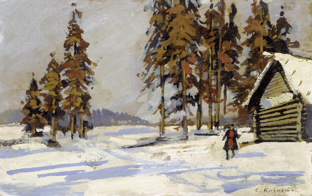 WikiOO.org - Encyclopedia of Fine Arts - Lukisan, Artwork Konstantin Alekseyevich Korovin - Winter Landscape