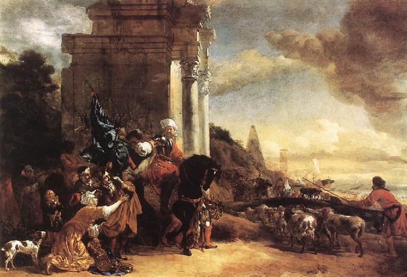 WikiOO.org - 백과 사전 - 회화, 삽화 Cornelis Van Poelenburgh - Departure of an Oriental Entourage