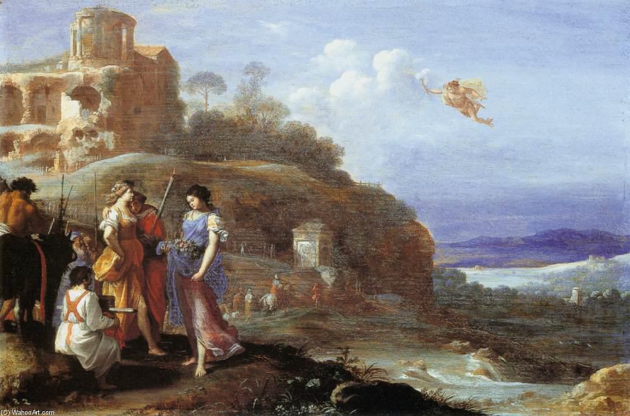 Wikioo.org – La Enciclopedia de las Bellas Artes - Pintura, Obras de arte de Cornelis Van Poelenburgh - Mercurio y Herse