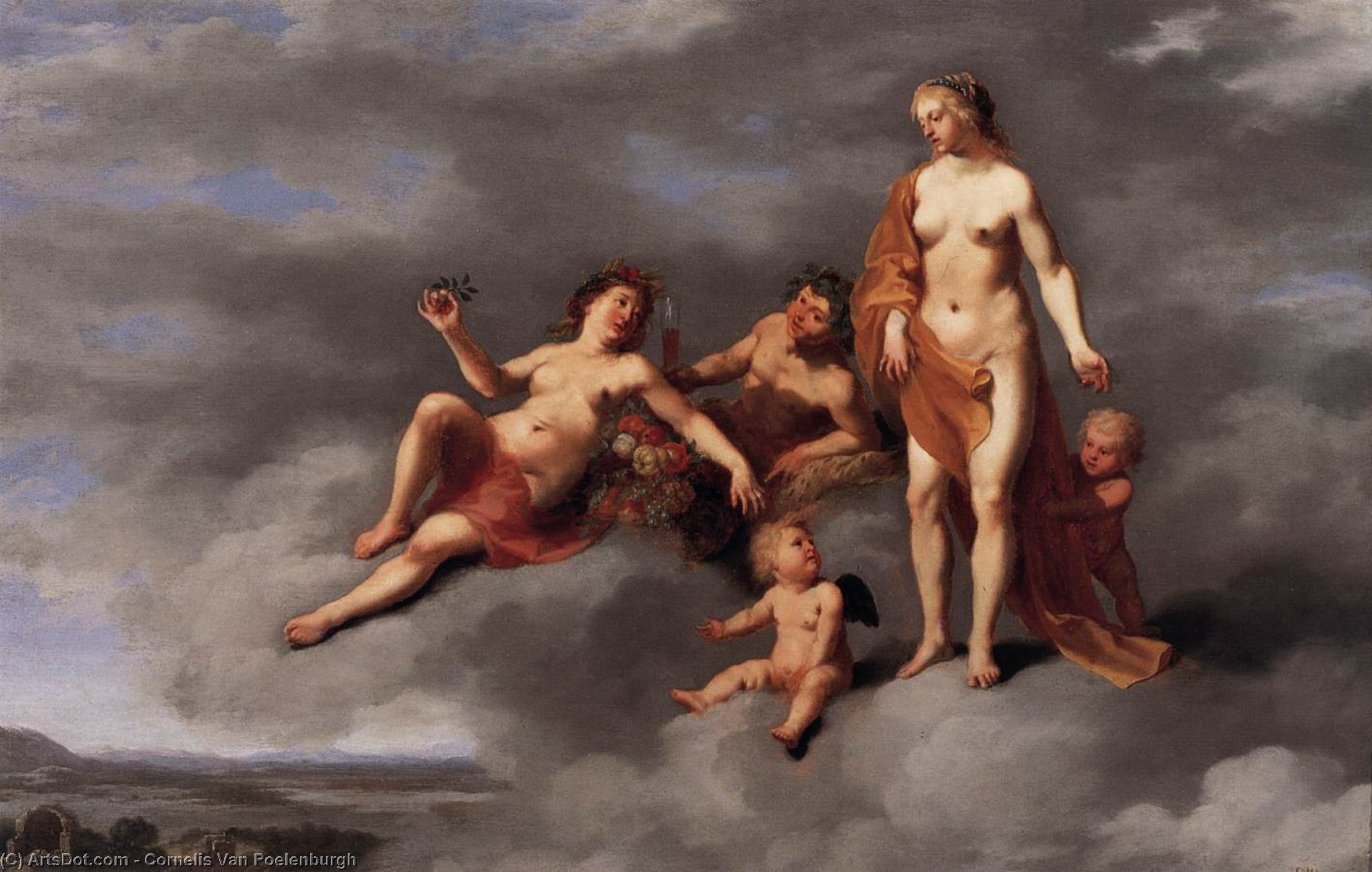 Wikioo.org - Die Enzyklopädie bildender Kunst - Malerei, Kunstwerk von Cornelis Van Poelenburgh - Sinus cerere und baccho friget  Venus