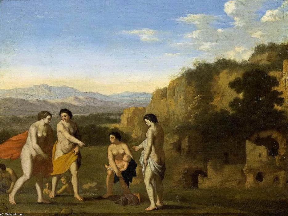 Wikoo.org - موسوعة الفنون الجميلة - اللوحة، العمل الفني Cornelis Van Poelenburgh - The Finding of Moses