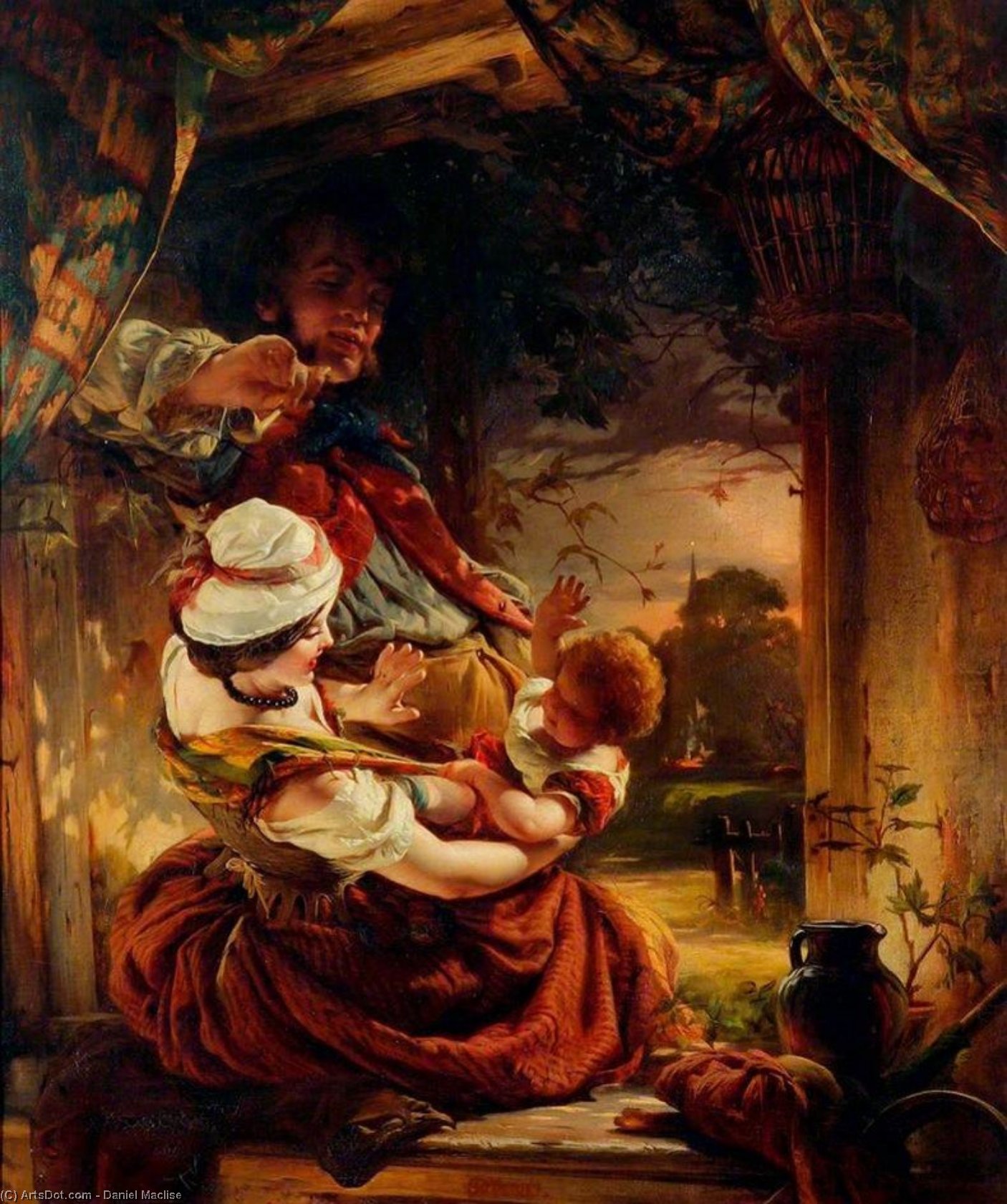 Wikioo.org – L'Encyclopédie des Beaux Arts - Peinture, Oeuvre de Daniel Maclise - Groupe de Cottage