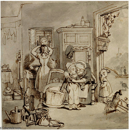 Wikioo.org – L'Encyclopédie des Beaux Arts - Peinture, Oeuvre de Daniel Maclise - âgées demoiselle noble  et  pour enfants