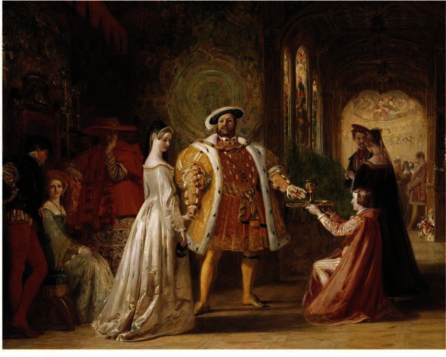 Wikoo.org - موسوعة الفنون الجميلة - اللوحة، العمل الفني Daniel Maclise - Henry Viii's First Interview With Anne Boleyn