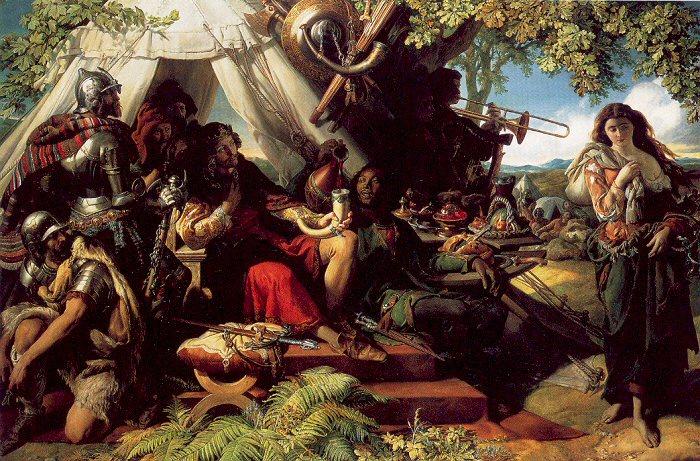 Wikioo.org - The Encyclopedia of Fine Arts - Painting, Artwork by Daniel Maclise - King Cophetua and the Beggarmaid
