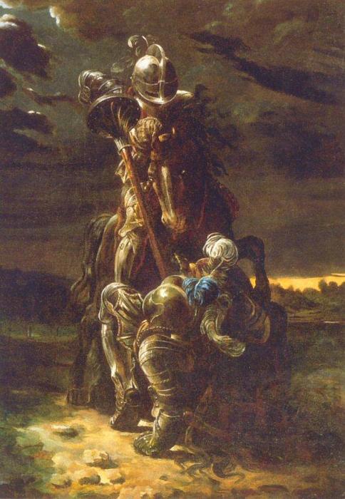 Wikioo.org - สารานุกรมวิจิตรศิลป์ - จิตรกรรม Daniel Maclise - The Combat of Two Knights