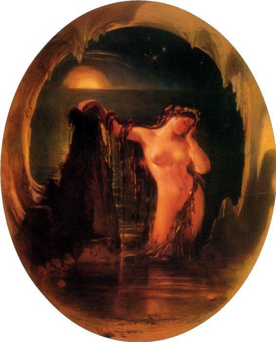 Wikioo.org - The Encyclopedia of Fine Arts - Painting, Artwork by Daniel Maclise - The Origin of the Harp