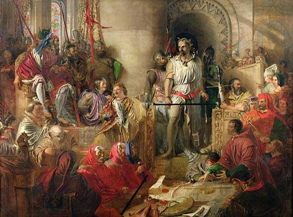 Wikioo.org - Bách khoa toàn thư về mỹ thuật - Vẽ tranh, Tác phẩm nghệ thuật Daniel Maclise - The Trial of William Wallace at Westminster