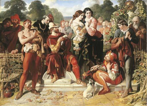 Wikioo.org - The Encyclopedia of Fine Arts - Painting, Artwork by Daniel Maclise - The Wrestling Scene in 'As You Like It'