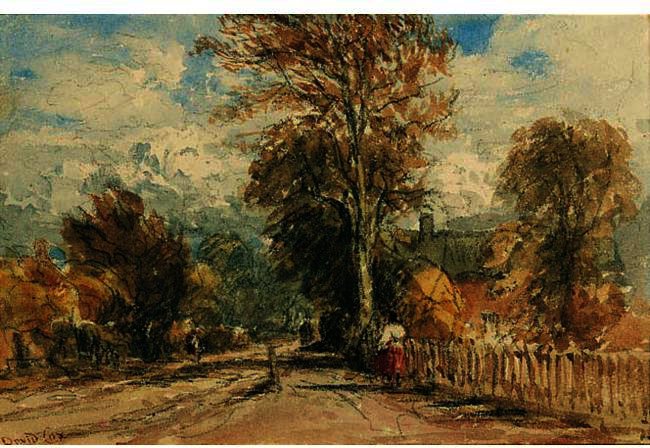 WikiOO.org - Encyclopedia of Fine Arts - Maľba, Artwork David Cox - A Figure On A Country Road