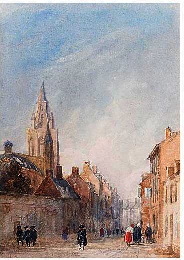WikiOO.org - Encyclopedia of Fine Arts - Lukisan, Artwork David Cox - A French Street