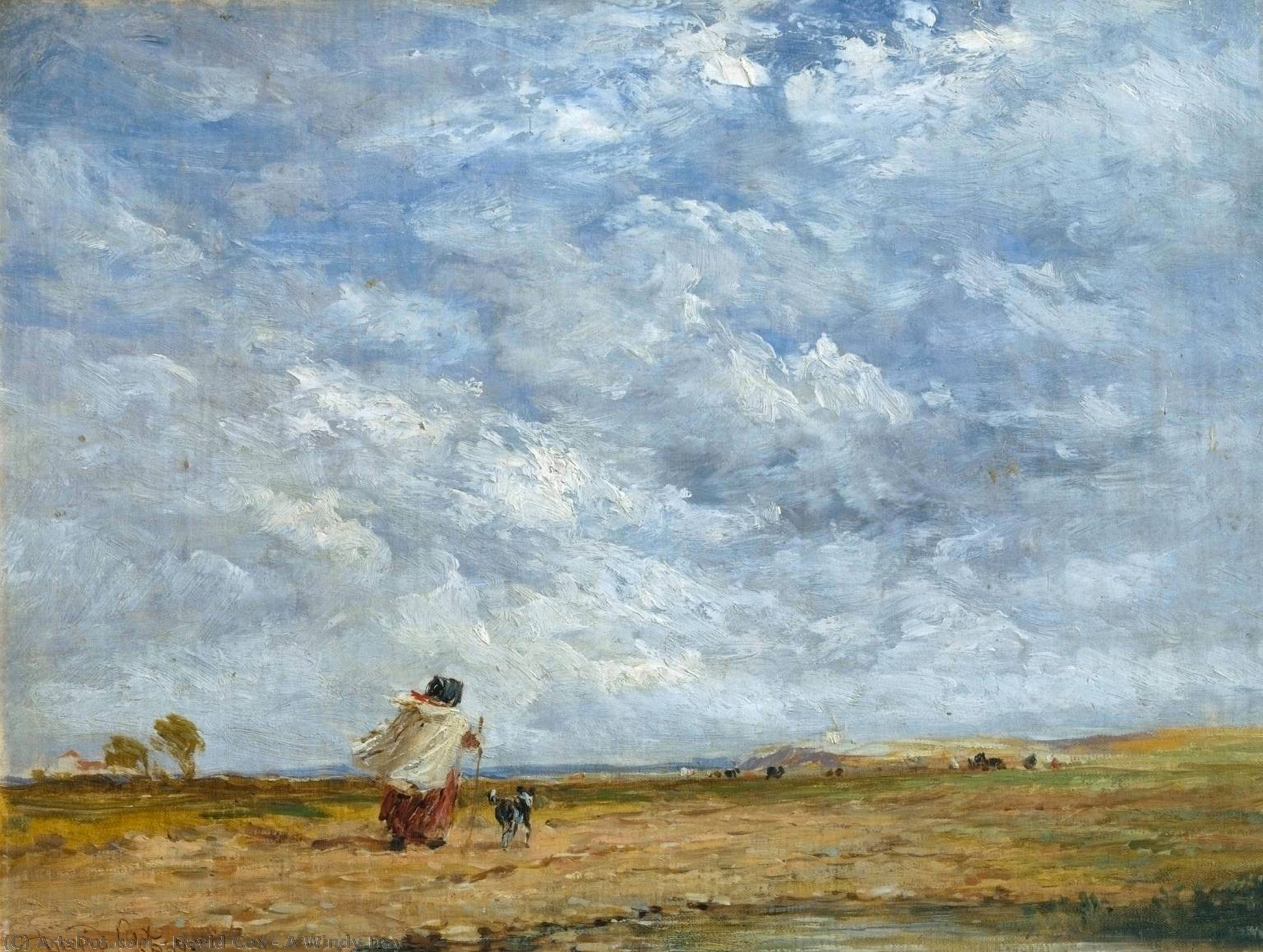 WikiOO.org - Encyclopedia of Fine Arts - Maalaus, taideteos David Cox - A Windy Day