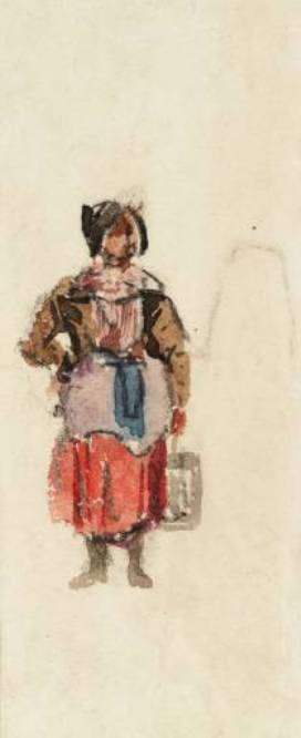Wikioo.org - The Encyclopedia of Fine Arts - Painting, Artwork by David Cox - Costume Study. Peasant Woman