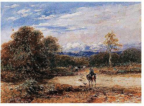 Wikioo.org - The Encyclopedia of Fine Arts - Painting, Artwork by David Cox - Crossing The Ford