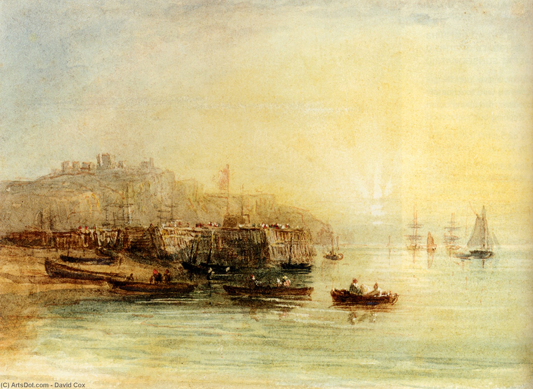 Wikioo.org - The Encyclopedia of Fine Arts - Painting, Artwork by David Cox - Fishing Boats At Dover
