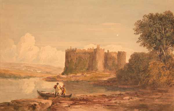 WikiOO.org - دایره المعارف هنرهای زیبا - نقاشی، آثار هنری David Cox - Laugharne Castle, Wales