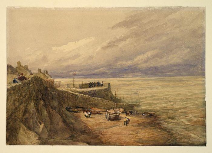 Wikioo.org - The Encyclopedia of Fine Arts - Painting, Artwork by David Cox - Lynmouth Harbour