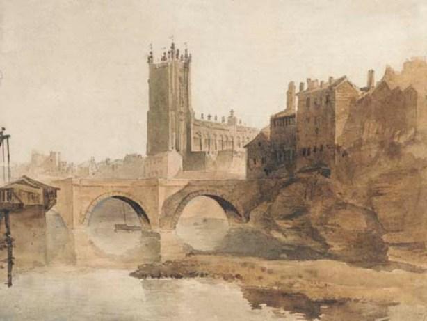 Wikioo.org - The Encyclopedia of Fine Arts - Painting, Artwork by David Cox - Manchester Cathedral From The River Irwell