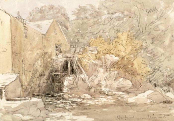 WikiOO.org - Encyclopedia of Fine Arts - Målning, konstverk David Cox - Mill At Trefriw, Near Llanrwst