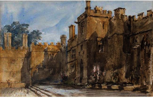 Wikioo.org - The Encyclopedia of Fine Arts - Painting, Artwork by David Cox - The Courtyard, Haddon Hall