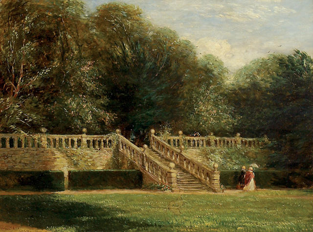 Wikioo.org - The Encyclopedia of Fine Arts - Painting, Artwork by David Cox - The Garden Terrace At Haddon Hall