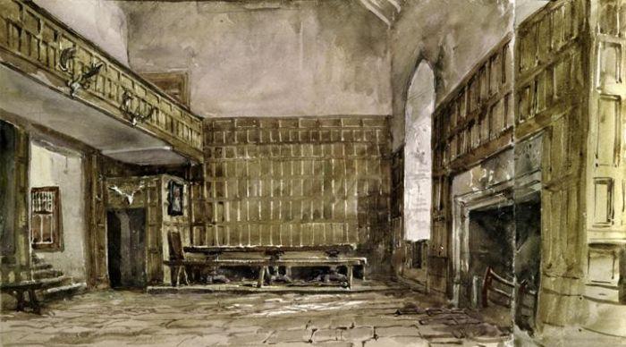 Wikioo.org - The Encyclopedia of Fine Arts - Painting, Artwork by David Cox - The Great Hall, Haddon Hall