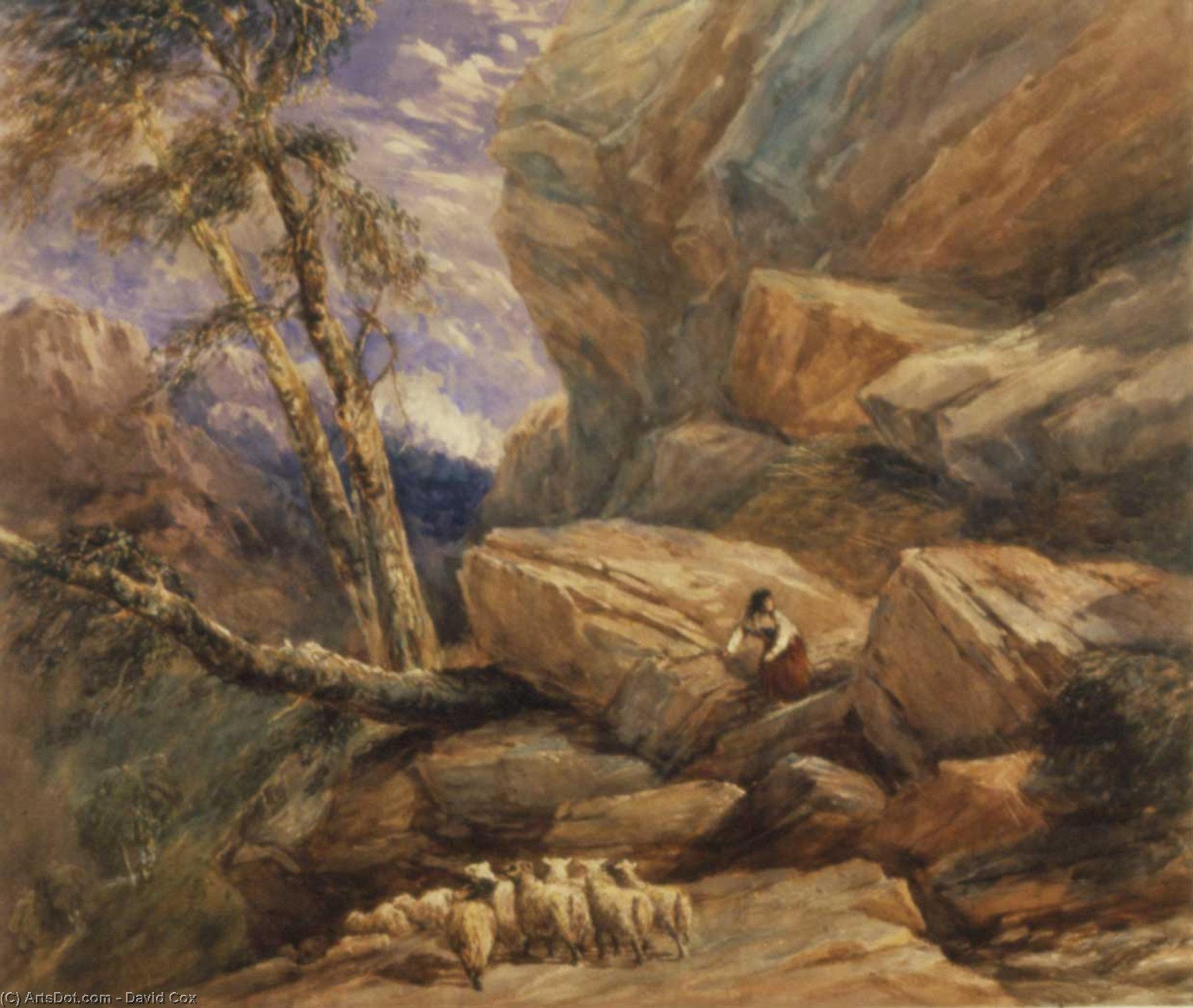 WikiOO.org - Encyclopedia of Fine Arts - Maalaus, taideteos David Cox - The Missing Flock