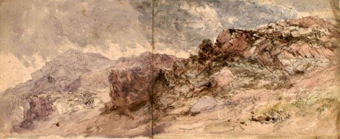 Wikioo.org - สารานุกรมวิจิตรศิลป์ - จิตรกรรม David Cox - Welsh Crags