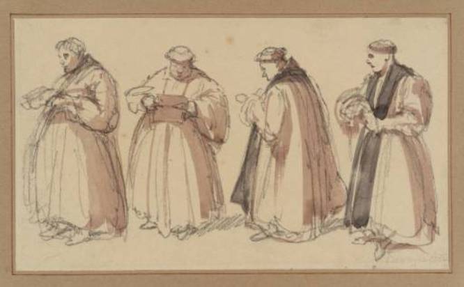 Wikioo.org - Bách khoa toàn thư về mỹ thuật - Vẽ tranh, Tác phẩm nghệ thuật David Roberts - Carmelite Monks At Seville
